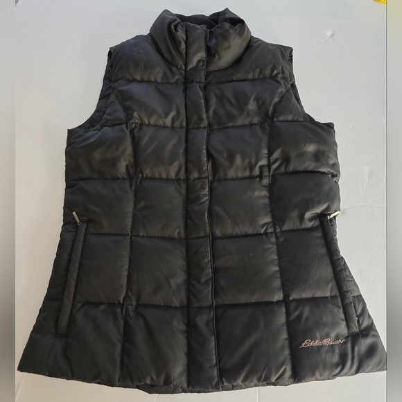 Eddie Bauer Black Goose Down Puffer Vest Winter Fall - Picture 1 of 5